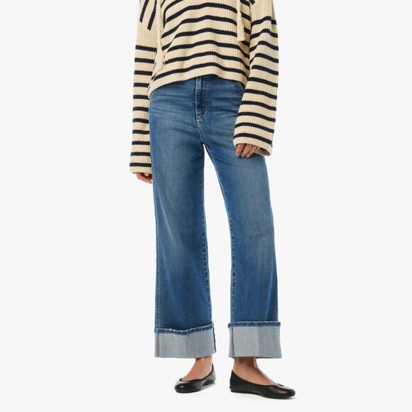 NEW JOE'S The Trixie Denim women Trousers With Wide Cuffs in medium wash 825 7t3 - Picture 1 of 9